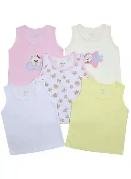 Oggi Pack Camiseta Manga Sisa Talla 6/9 Meses Color Rosa Claro