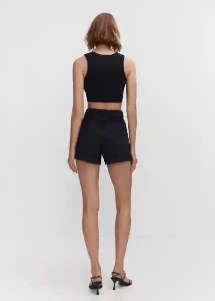 Short Mom80 Tejano Negro Talla 40 Mujer Mango