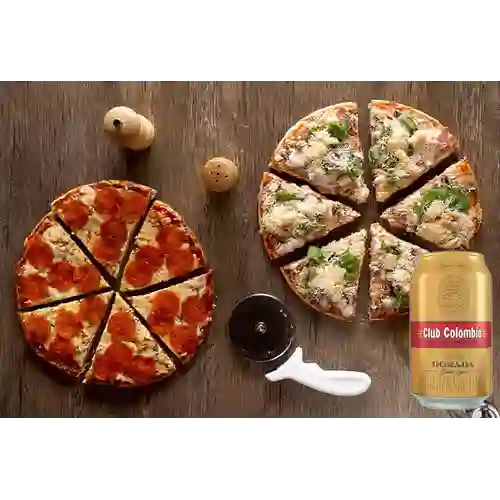 Combo Pizzeta 2 Sabores + Club col. Dorada Lta 330ml
