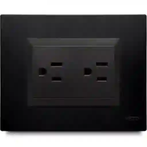 Veto Tomacorriente Doble Negro Plura