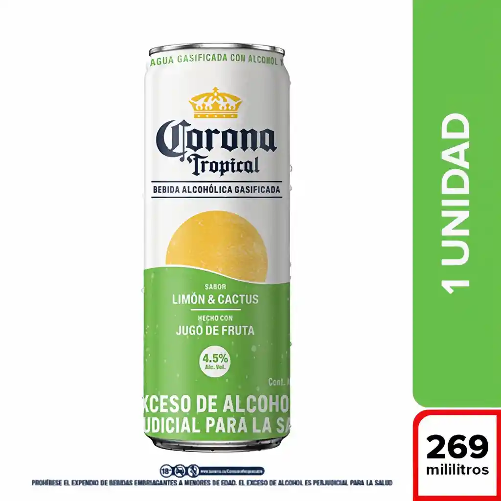 Corona Tropical Limón y Cactus  - Lata 269ml x1