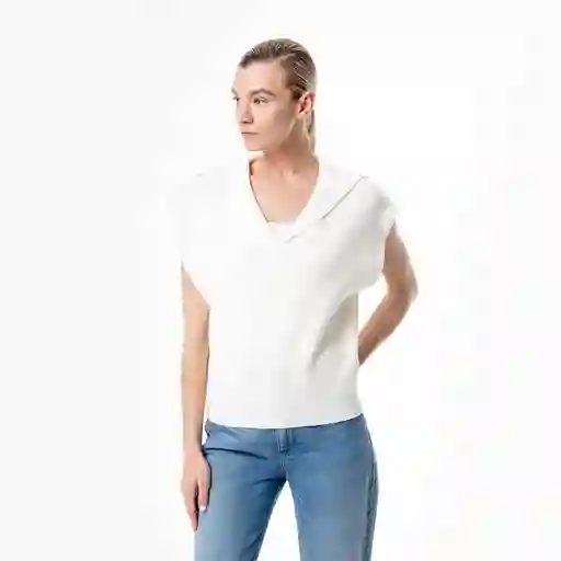 Chaleco Tejido Con Cuello Solapa Femenino Leju Gef Talla S