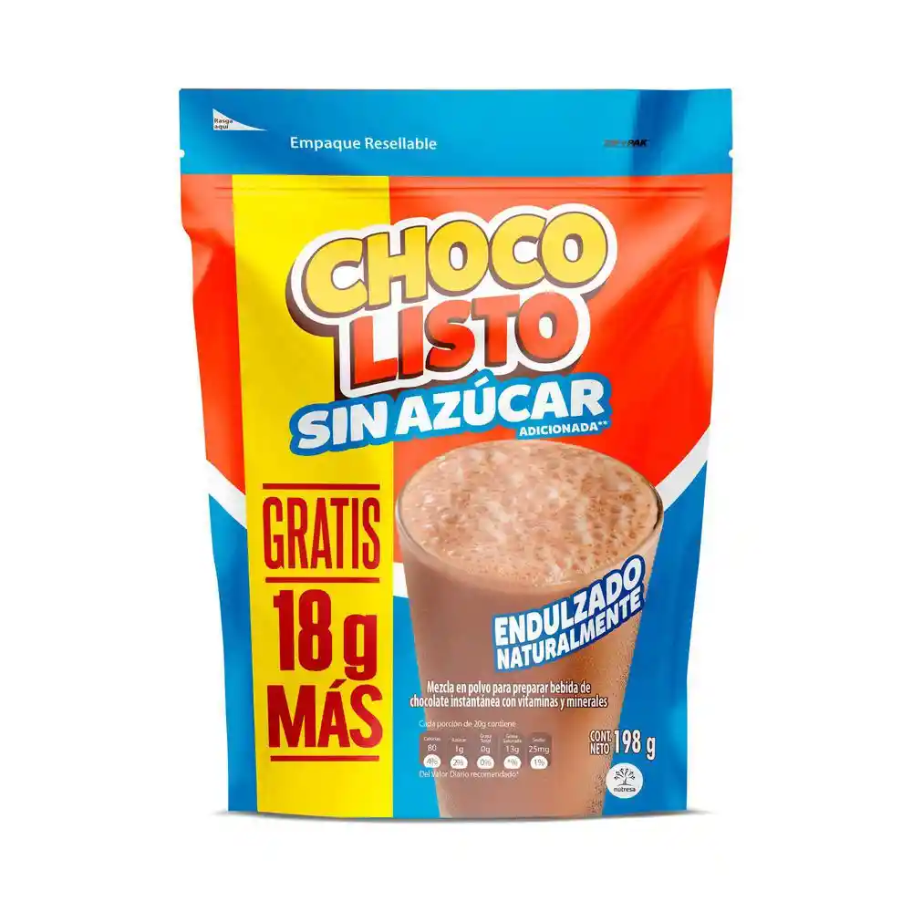 Chocolisto Sin Azucar Chocolisto