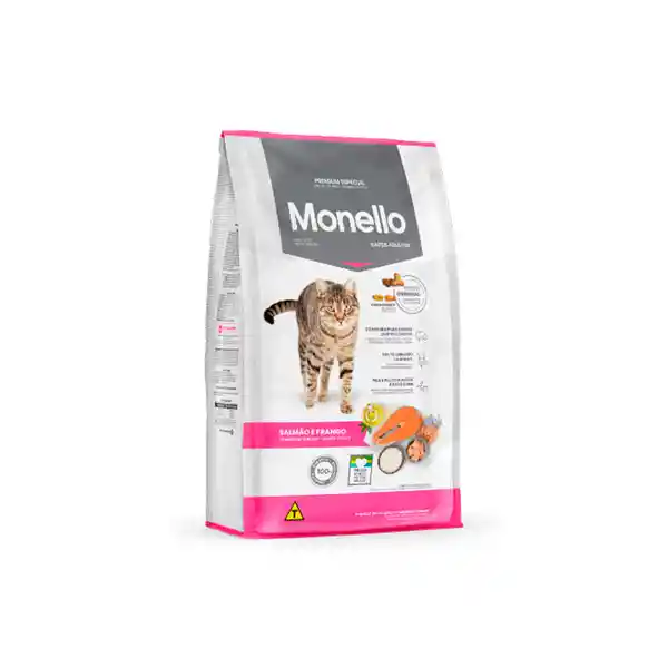 Monello Alimento para Gatos Adultos Sabor a Salmón Atún y Pollo