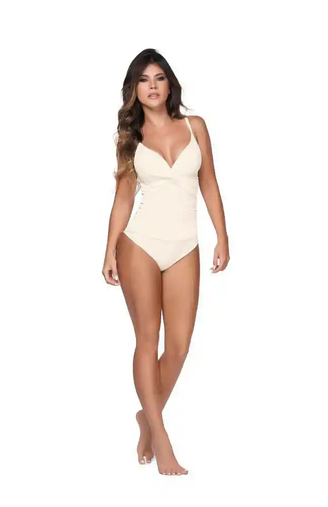 Vestido de Baño Entero Drapeado Con Control Xl-crudo