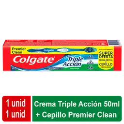 Colgate Crema Triple Acción + Cepillo Dental Premier Clean