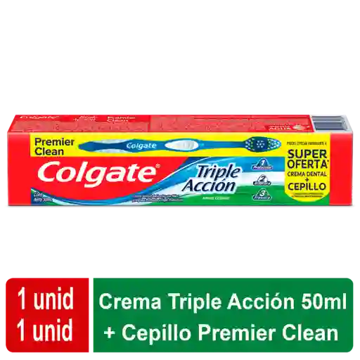 Colgate Crema Triple Acción + Cepillo Dental Premier Clean