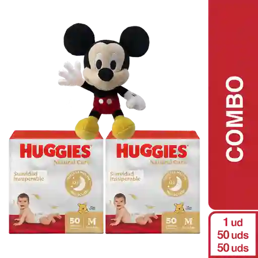 Combo Pañal Huggies 2/M Suavidad + Disney Peluche Mickey Mouse