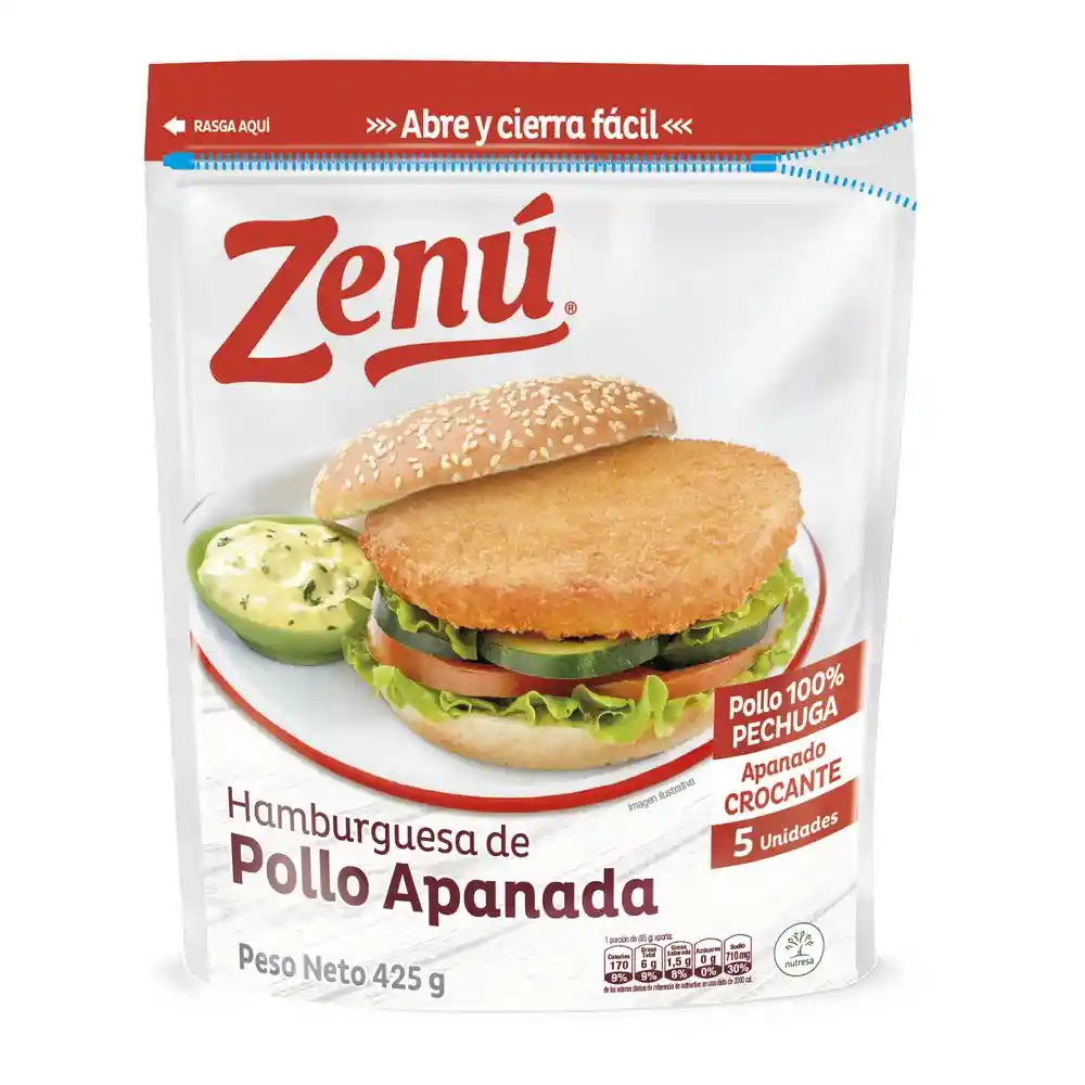 Zenú Hamburguesa de Pollo Apanada