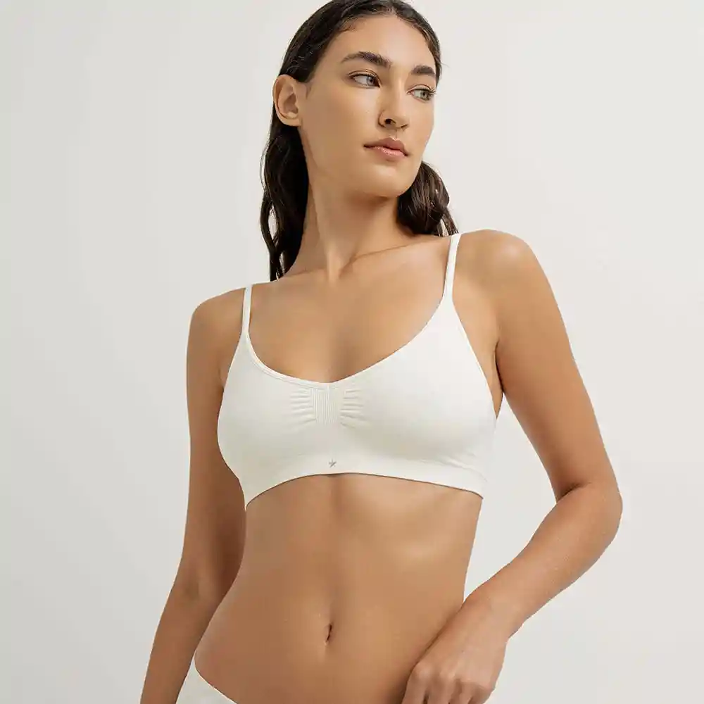 Top Soporte Medio Tiras Delgadas Femenino Hush Hush Punto Blanco Talla S