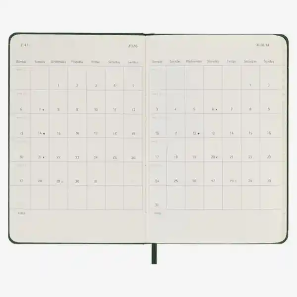 Moleskine Agenda Semanal Verde Pequeña Hc 2026