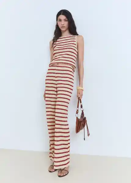 Pantalón Nati Rojo Talla L Mujer Mango