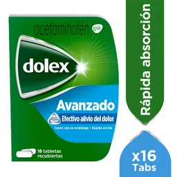 Dolex Acetaminofen Avanzado Alivio del Dolor y la Fiebre x 16