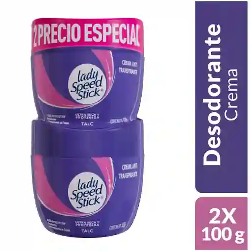 Desodorante Mujer Lady Speed Stick Pote 24/7 Talc 100 g x 2 Und