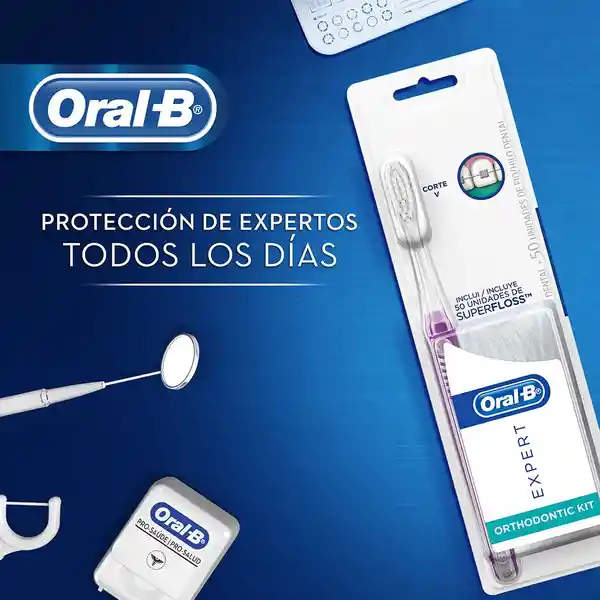 Cepillo de Dientes Oral-B Expert Ortodoncia + Seda Dental SuperFloss 1 Kit