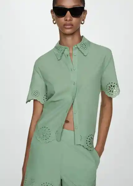 Camisa Dam-H Verde Talla XS Mujer Mango