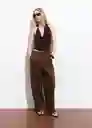 Pantalón Lupe Marrón Talla L Mujer Mango