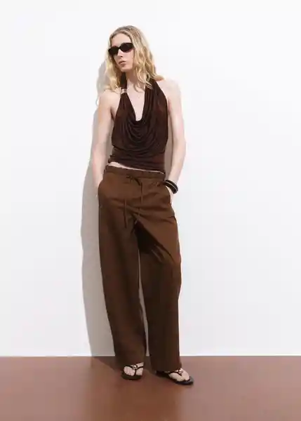 Pantalón Lupe Marrón Talla L Mujer Mango