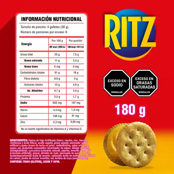Ritz Galletas Rellenas de Crema Sabor Queso