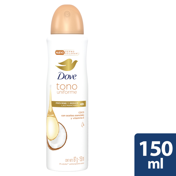 Dove Antitranspirante en Aerosol Tono Uniforme Coco 150 ml