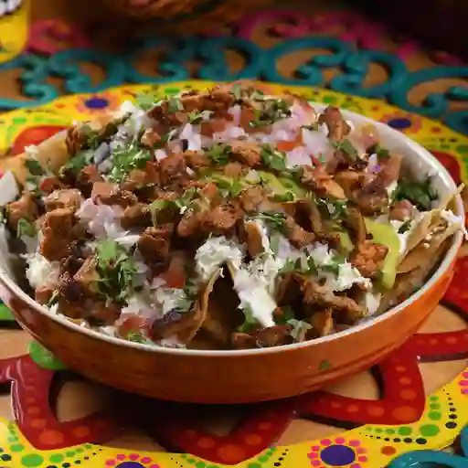 Totopos guerreros + 3 tacos + bebida