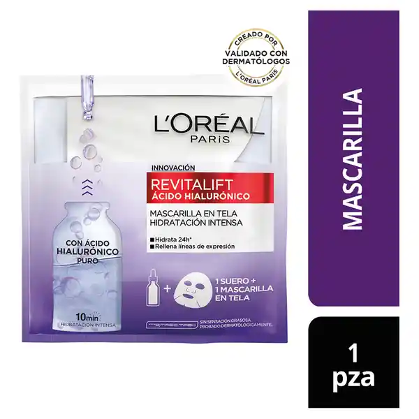 Mascarilla Facial Loreal Paris con Acido Hialuronico 