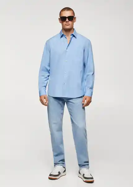 Camisa Popelina Eléctrico Talla XL Hombre Mango