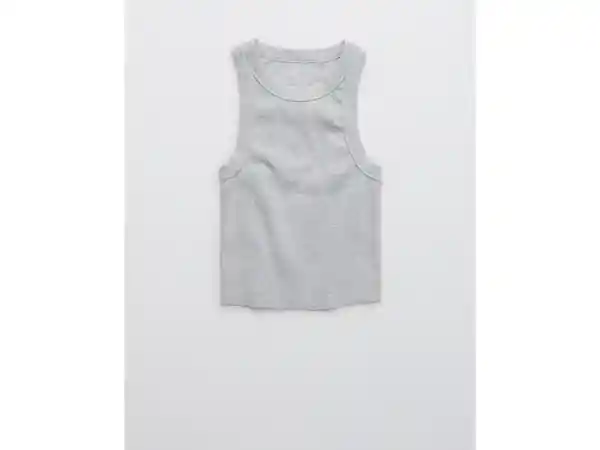 American Eagle Top Tank Acanalada Free Spirit Gris Claro Small