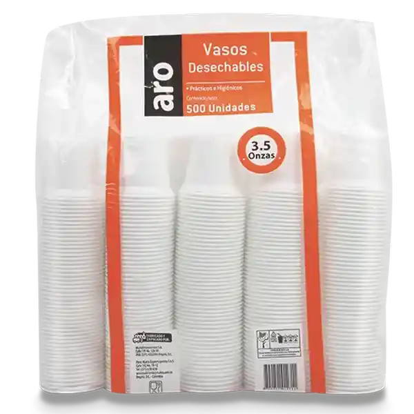 Vaso Plastico Aro Blanco 3.5Oz X500U