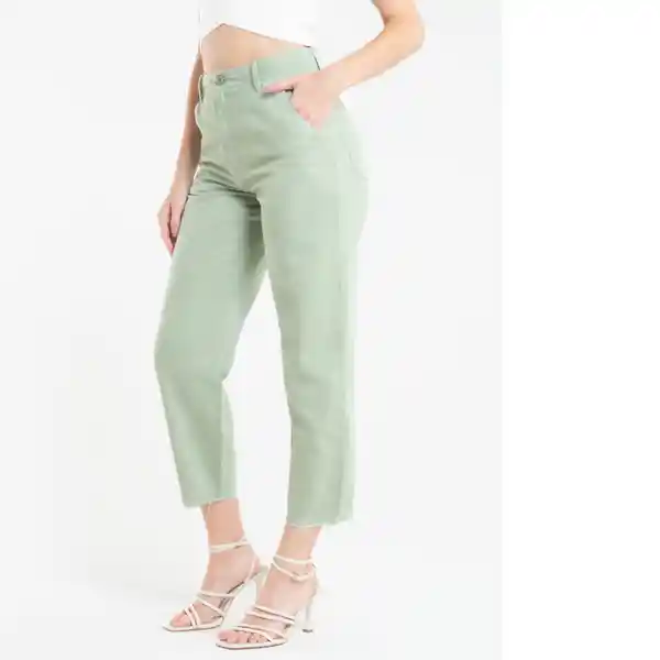  Pantalon Canela Mujer Verde Escarchado Claro Talla 6 Naf-Naf 