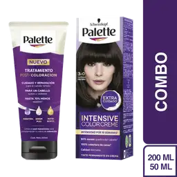Combo Tinte Palette Color Creme 3-0 Castano Oscuro + Tratamiento