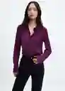 Camisa Twisty Morado Talla XL Mujer Mango