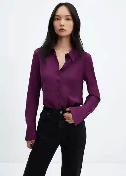 Camisa Twisty Morado Talla XL Mujer Mango