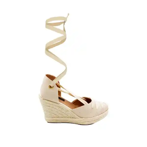 Sandalias Spadrilla Plataforma Sole Beige 36 Mercedes Campuzano