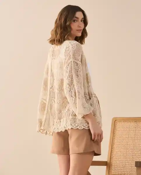 Blusa Tejido Crudo Vainilla Claro Talla S 661G210 Esprit