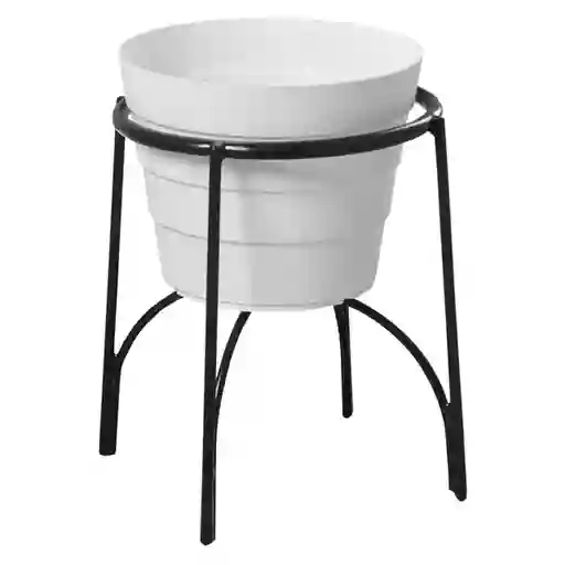 Rejiplas Soporte Piso Arco Negro + Maceta Blanco