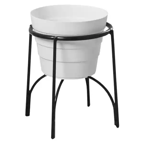 Rejiplas Soporte Piso Arco Negro + Maceta Blanco