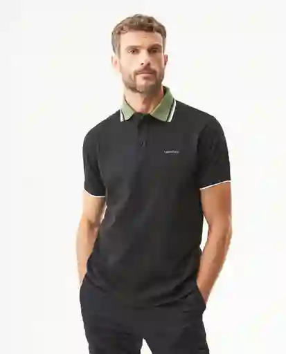 Camiseta Contrast Polo Neck Negro Sombrio T M Chevignon
