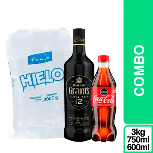 Combo Grants Whisky Triple + Hielo + Coca-Cola Sabor Original