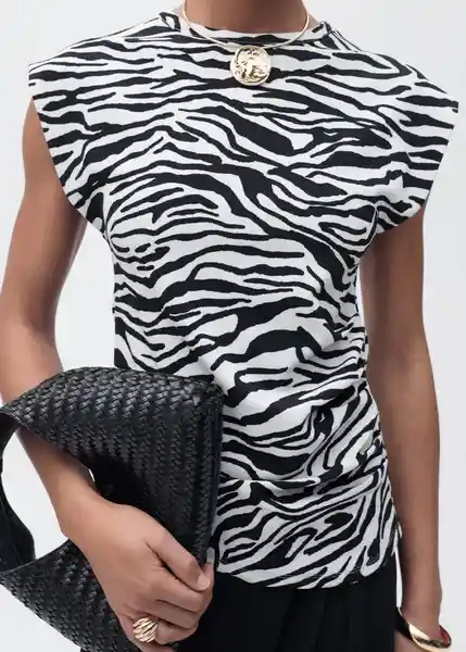 Camiseta Irma Negro Talla XS Mujer Mango