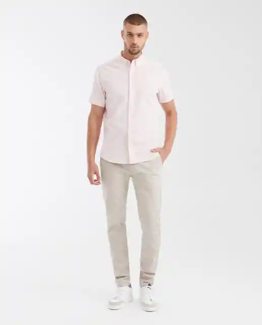 Camisa Button Down Manga Corta Rosa Nouveau Claro L Chevignon