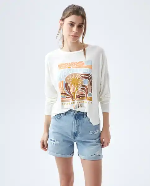  Camiseta Mujer Crudo Talla S 602E006 AMERICANINO 