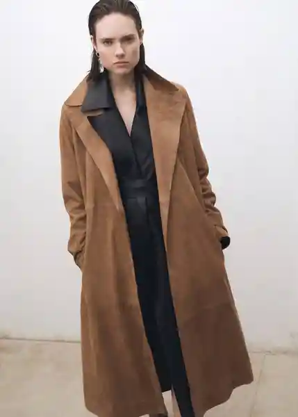 Abrigo Trench West Camel Talla M Mujer Mango
