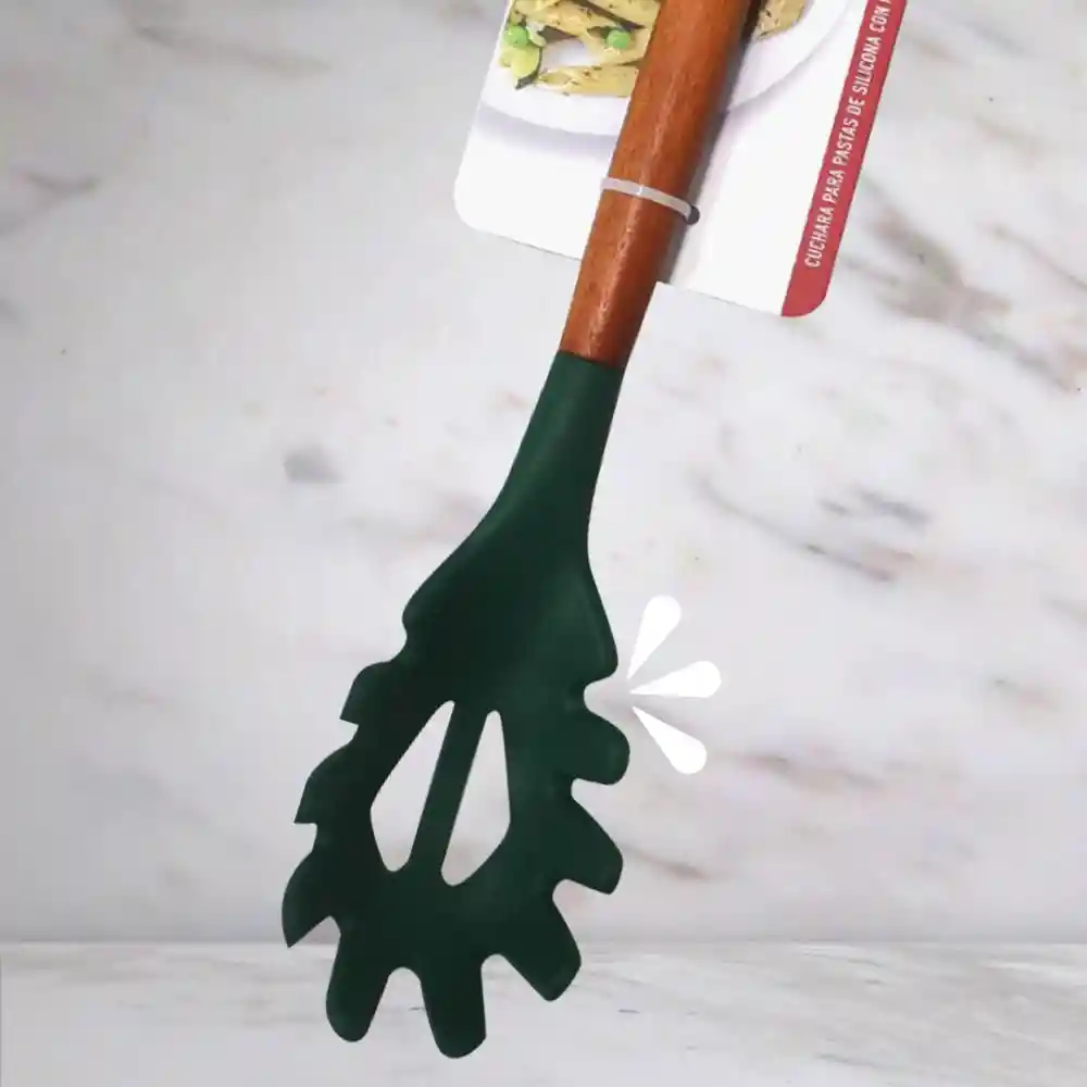 Cuchara Pasta Silicona Mango Madera Melvic 443000135