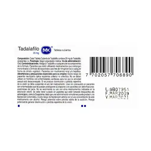 Mk Tadalafilo (20 mg)