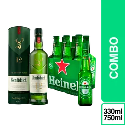 Combo Glenfiddich Whisky 12 Años Single Malt + Heineken 6 Und