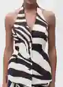 Chaleco Zebra Beige Talla M Mujer Mango