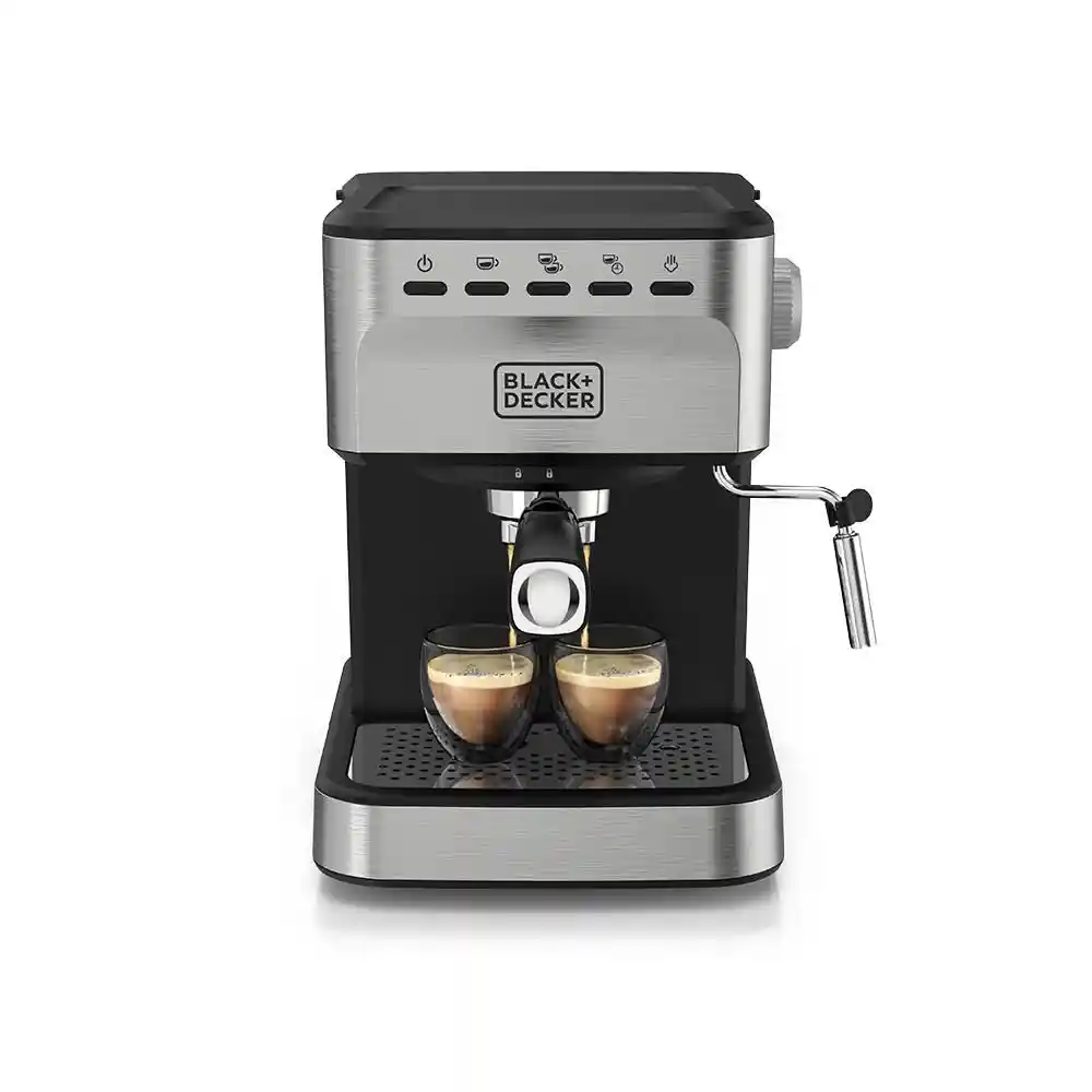 Máquina de Espresso Black & Decker 20 Bares de Presion Plateado Em03120sdla