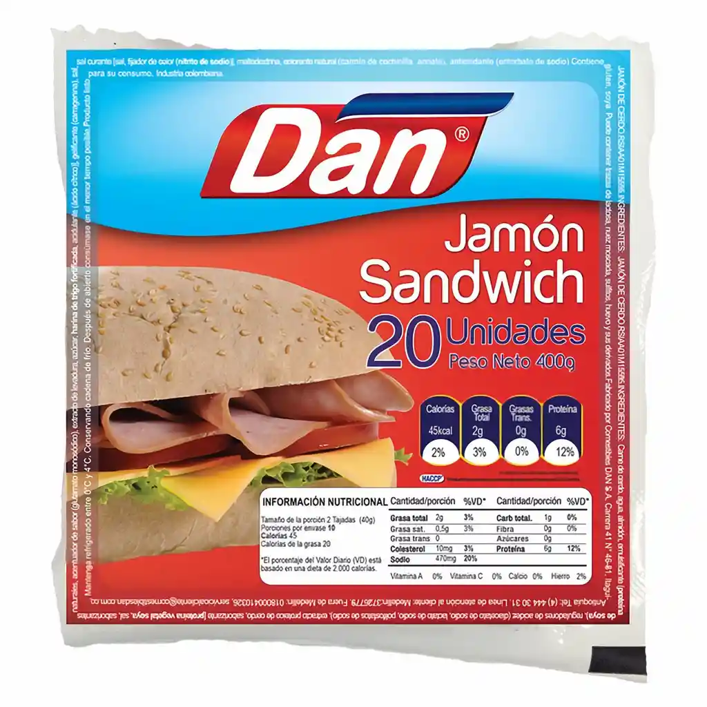 Dan Jamón Sándwich en Rebanadas