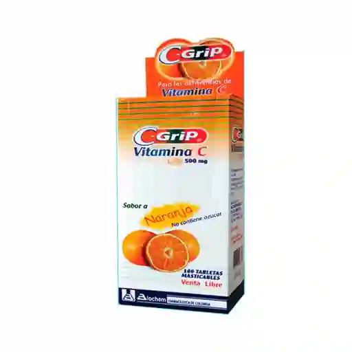 C-Grip 500Mg Sabor Naranja X 100 Tabletas Masticables